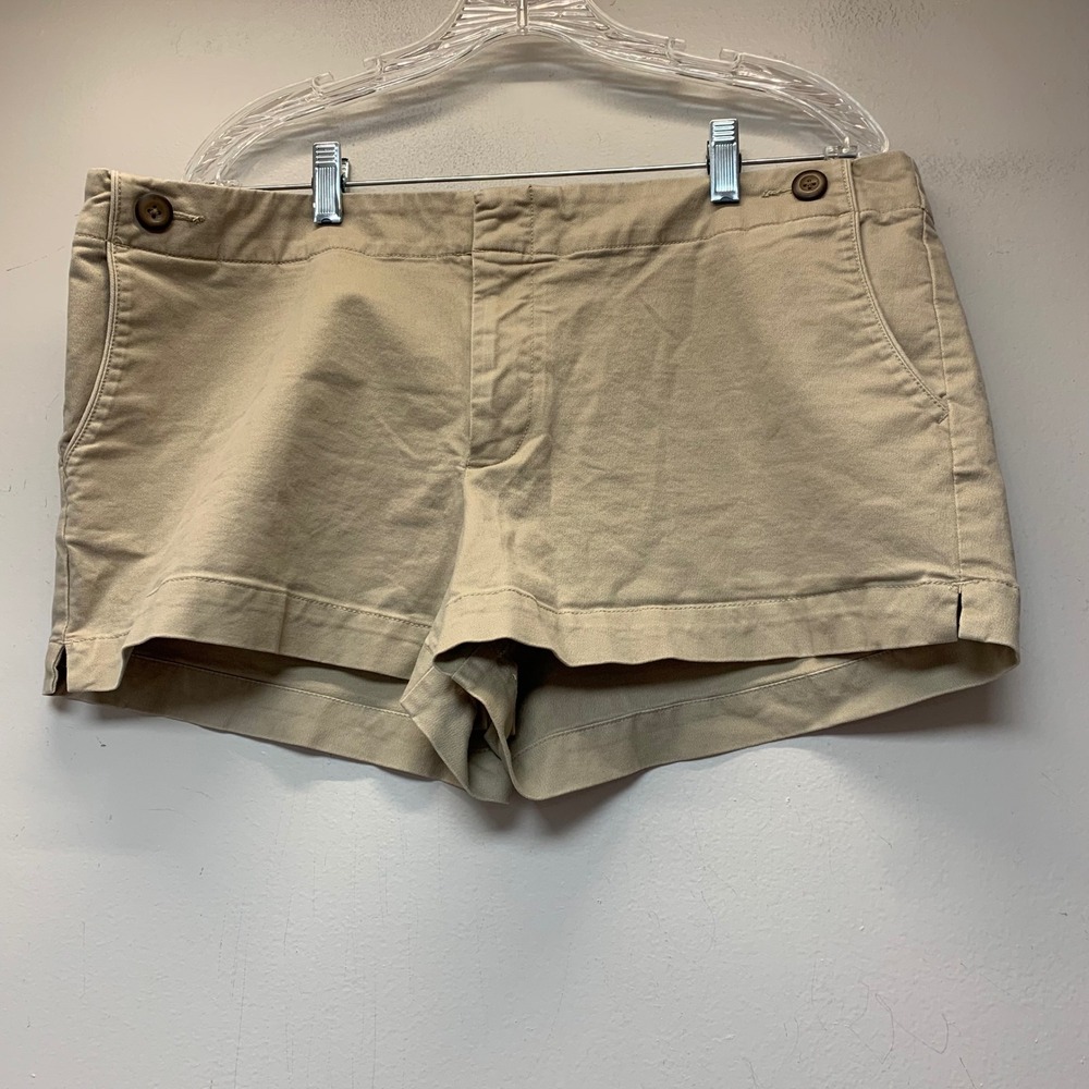 Gap Chino Shorts Womens 16 Tan Excellent Stretch Cotton Mid Rise Khaki 4in‎